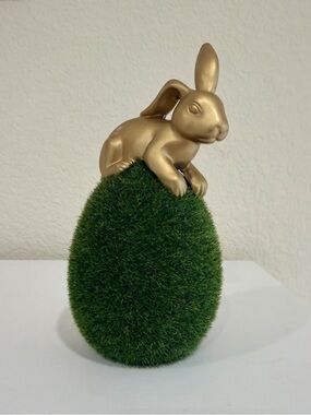Easter Gold Bunny on Moss Egg